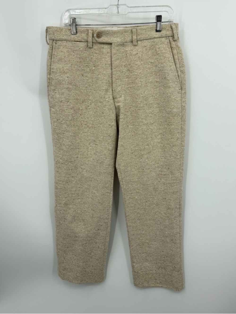 American Trench Donegal Flat Front Wool Dress Pants Size 32x27.5” cream‎ beige